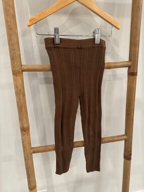 Grown brown Ribbed Knit Kids Leggings